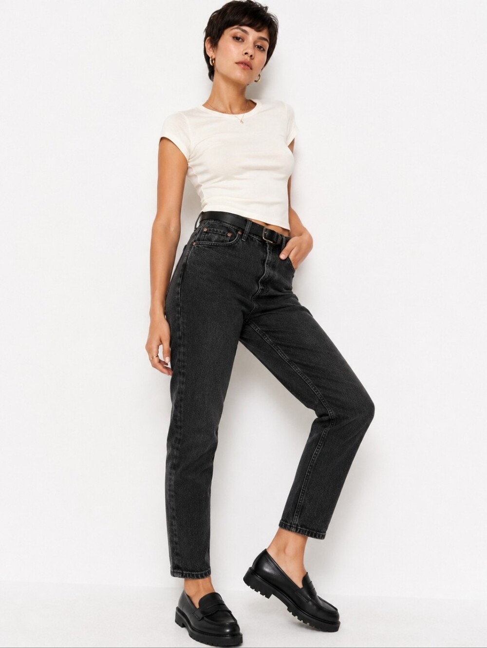 Everlane The Curvy Cheeky Jean Washed Black Organic Cotton Size 28 Regular